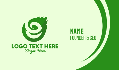 Green Eco Leaf Letter E Business Card