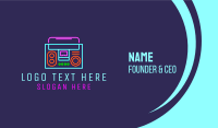 Neon Music Stereo Boombox Business Card Design