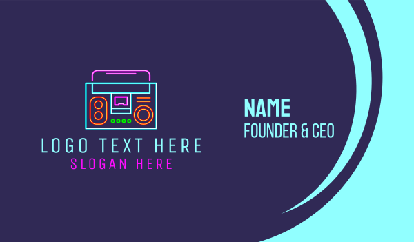 Neon Music Stereo Boombox Business Card Design Image Preview
