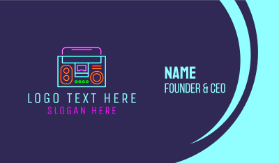 Neon Music Stereo Boombox Business Card Image Preview