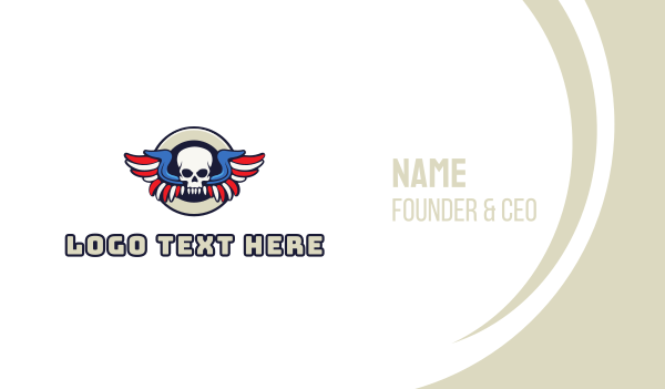 Patriotic Skull Wing Business Card Design Image Preview