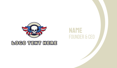 Patriotic Skull Wing Business Card Image Preview