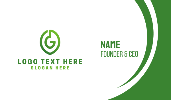 Green G Leaf  Business Card Design Image Preview