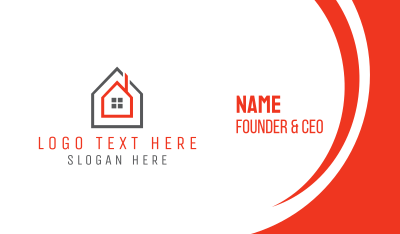 Grey Red Frame House Business Card Image Preview
