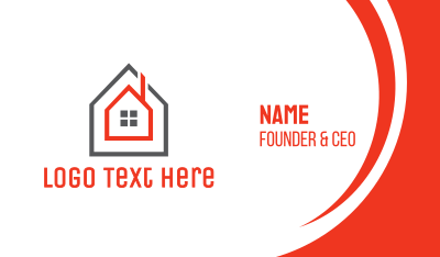 Grey Red Frame House Business Card