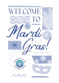 Mardi Gras Mask Welcome Poster Design