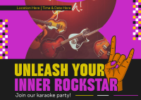 Come and Karaoke Party Postcard Design
