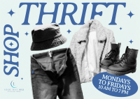 Modern Nostalgia Thrift Shop Postcard Design