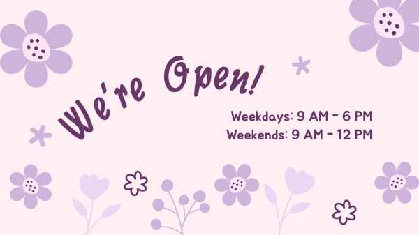 We're Open Flower Power Facebook Event Cover Design Image Preview