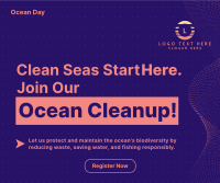 Ocean Day Clean Up Minimalist Facebook post Image Preview