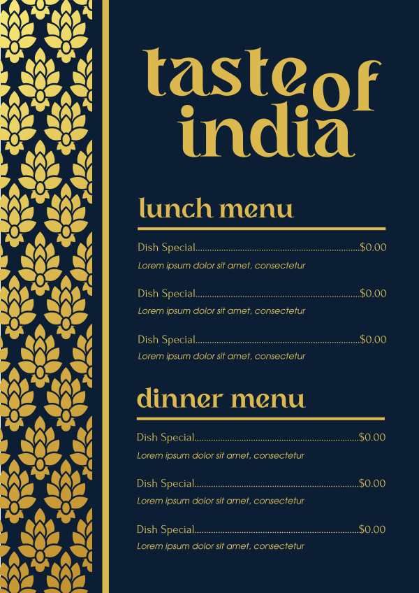 Taste of India Menu Design Image Preview