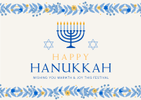 Floral Hanukkah Postcard Image Preview