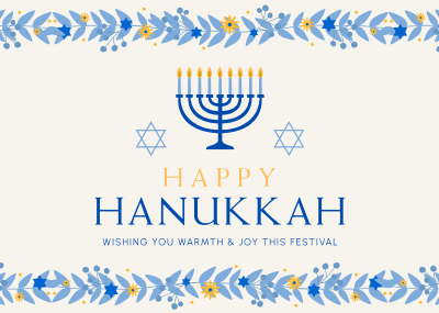Floral Hanukkah Postcard Image Preview