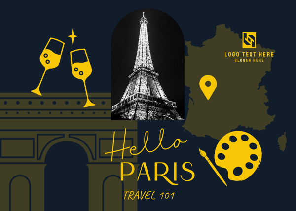 Paris Holiday Travel  Postcard Design Image Preview