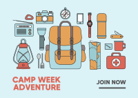 Camp Week Adventure Postcard Design