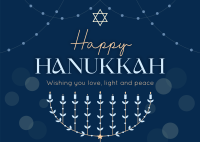 Festive Hanukkah Lights Postcard Design