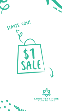 $1 Sale Doodle Instagram story Image Preview