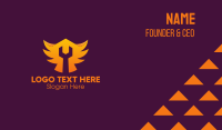 Golden Gradient Wings Wrench Business Card Preview