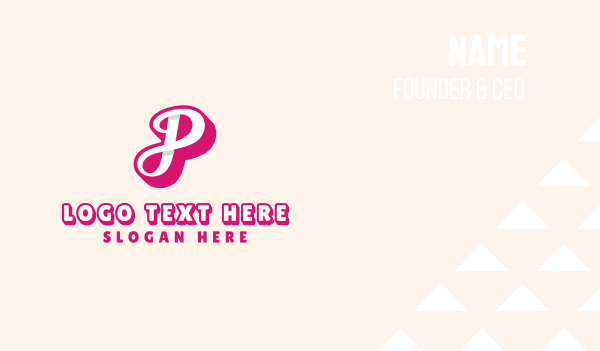 Pink Cursive Letter P Business Card Design Image Preview