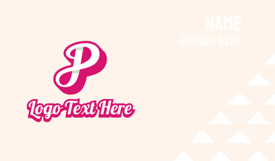 Pink Cursive Letter P Business Card
