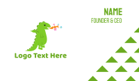 Green Kids Fire Flower Dragon Business Card Image Preview