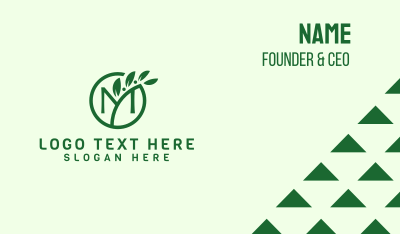 Green Organic Plant Letter M Business Card Image Preview