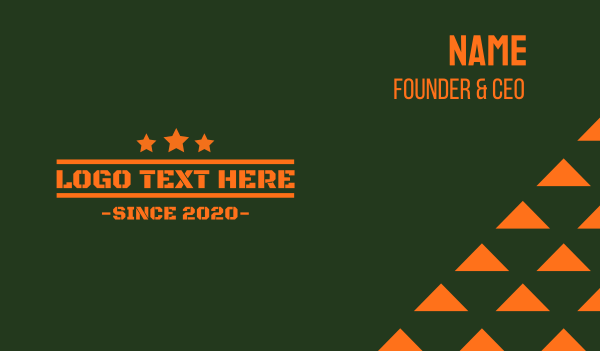 Army Orange Text Business Card Design
