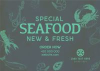 Rustic Seafood Restaurant Postcard Design