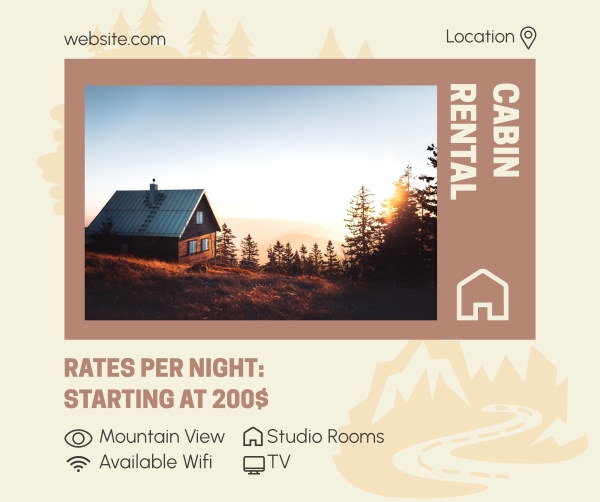 Cabin Rental Features Facebook Post Design Image Preview