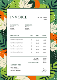 Tropical Abstract Leaves Invoice Design