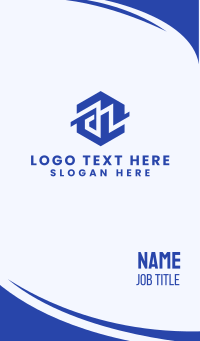 Geometric Blue Letter N  Business Card Design