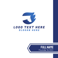 Blue Flame Horse  Business Card Design