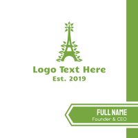 Green Leafy Eiffel Tower Business Card Design