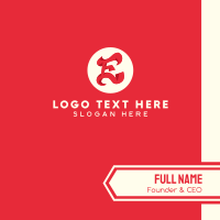 Red Fiery Letter E Business Card Design