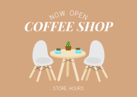 Coffee Shop is Open Postcard Design