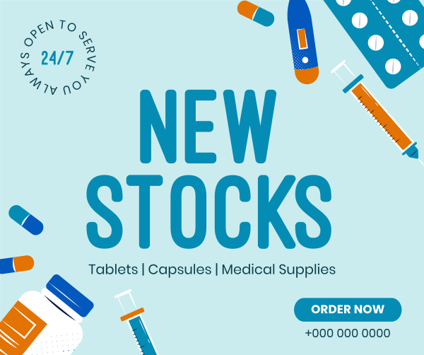 New Medicines on Stock Facebook Post Design