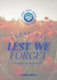 Red Poppy Lest We Forget Poster Design