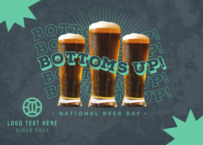 Bottoms Up this Beer Day Postcard Image Preview