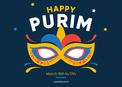 Purim Mask Postcard Image Preview