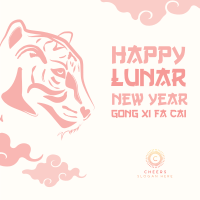 New Year Tiger Illustration Instagram Post Design
