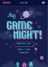 Pixelated Game Night Poster Image Preview