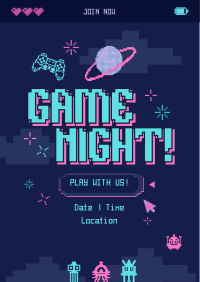 Pixelated Game Night Poster Design