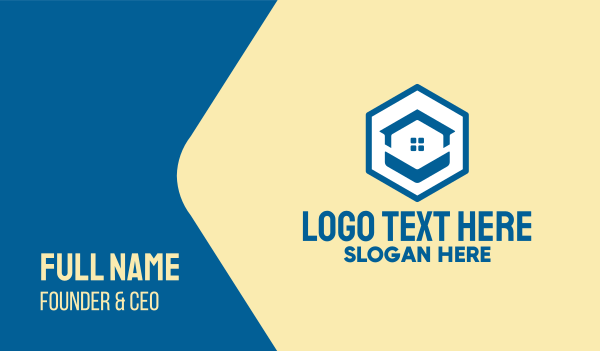 Blue Hexagon Home Business Card Design Image Preview