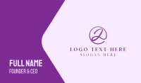 Purple Script Letter A Business Card Image Preview