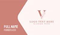 Elegant Leaves Letter V Business Card Design