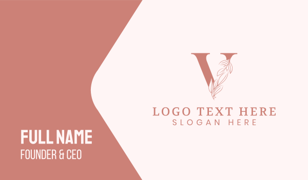 Elegant Leaves Letter V Business Card Design Image Preview