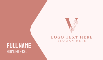 Elegant Leaves Letter V Business Card Image Preview