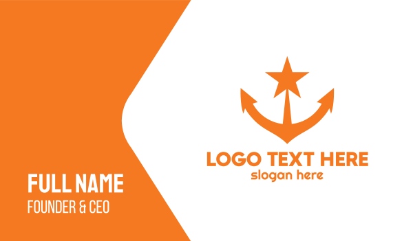 Orange Star Anchor Business Card Design Image Preview