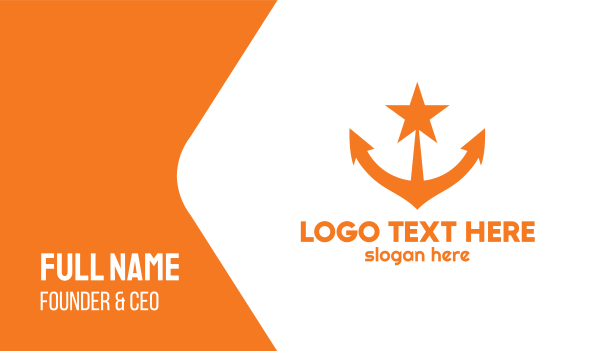 Orange Star Anchor Business Card Design