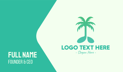 Teal Coconut Tree Music Note Business Card